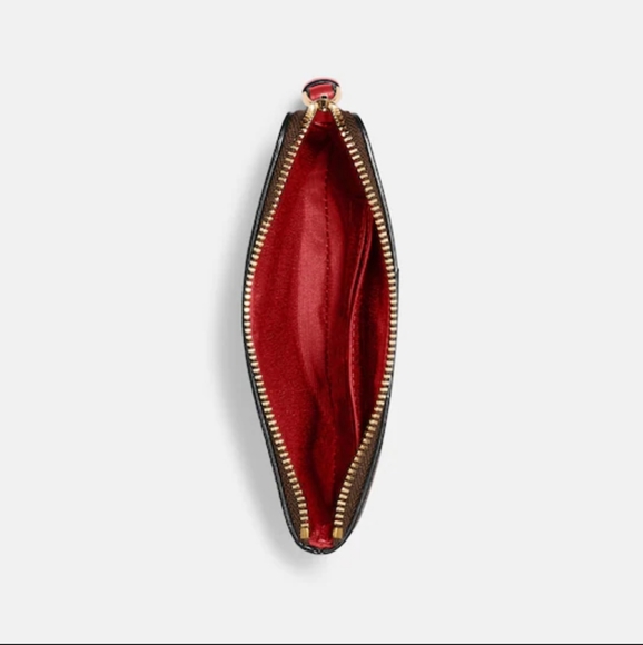 Coach Corner Zip Wristlet Signature Canvas Color Brown/1941 Red - Picture 2 of 12